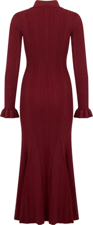 Self Portrait Womens Long Dress Burgundy Viscose