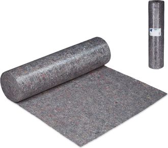 Relaxdays Relaxdays - 10 X Fieltros Protectores, Manta Mudanza, Moqueta Pintor, 180g/m&sup2; 1x50m = 50m&sup2;, Antideslizante, Repelente Agua, Gris