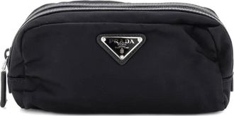 Prada Zip Travel Re-Nylon with Saffiano Leather pouch - Zwart