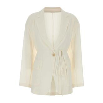 Brunello Cucinelli Silk Crepe Blazer - female - Brunello Cucinelli - Blazers - White - S - Jackets
