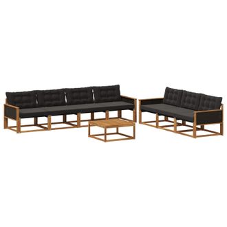 vidaXL Conjunto De Sof&aacute;s De Exterior Con Coj&iacute;n 8 Pcs Natural Y Negro Vidaxl
