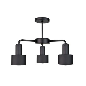 Netlighting Luce Multi Arm Semi Flush Ceiling Light Black 44cm 3x E27