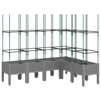 Berkfield Home Garden Planter with Trellis Light Grey 160x120x142.5 cm PP