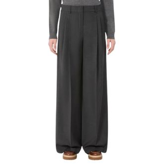 Max Mara Dames, Broeken, Grijs, Maat: 2XS Wol