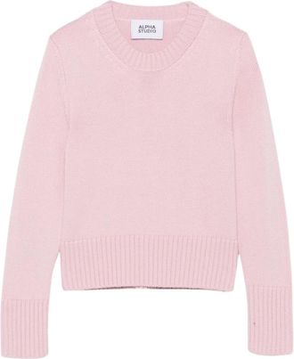 Alpha Studio Wol trui - Dames - Ronde hals truien - Roze - M - Wol - Truien & Vesten