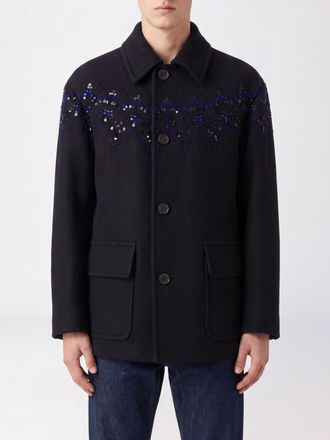 Dries Van Noten Cappotto corto monopetto in lana con applicazioni di paillettes