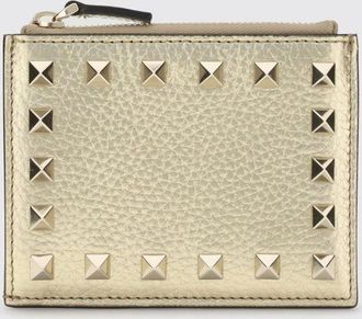 Valentino Garavani Portacarte di credito Rockstud Valentino Garavani in pelle martellata laminata