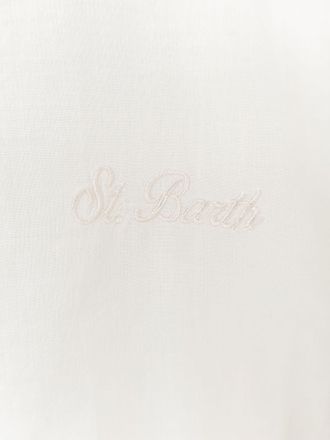 MC2 Saint Barth Mens Shirt With Embroidered Logo White Cotton