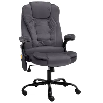 vidaXL Silla De Oficina De Masaje Terciopelo Gris Oscuro Vidaxl