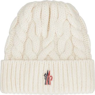Moncler Accessoires, Dames, Wit, ONE Size, Wol, Wollen muts