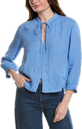 Bella Dahl Short Sleeve Tie Front Linen-Blend Top