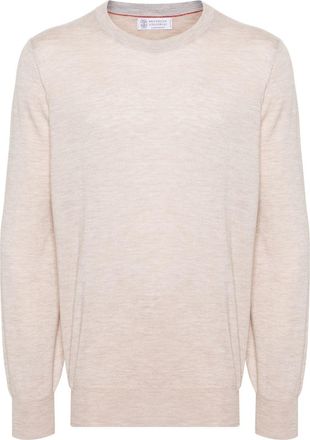 Brunello Cucinelli crew-neck m&eacute;lange-effect jumper - men - Cashmere/Virgin Wool - 50 - Neutrals