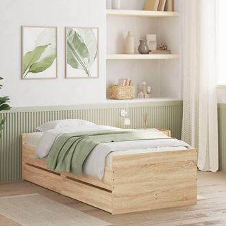vidaXL Estructura De Cama Con Cajones Roble Sonoma 90x200 Cm Vidaxl