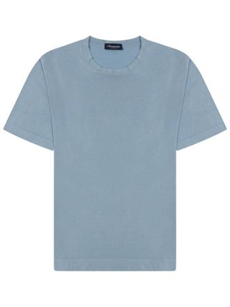 Drumohr Minimalist Crew Neck T-Shirt In Muted Blue