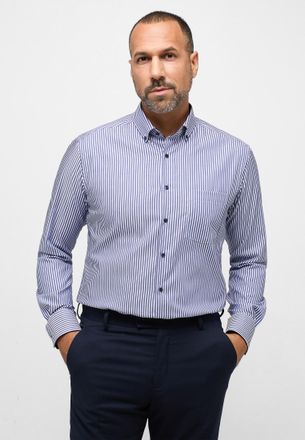 Eterna Langarmhemd ETERNA MODERN FIT, Herren, Gr. 48, verl&auml;ngerte &Auml;rmell&auml;ngen, navy, Twill, 100% cotton, tailliert, Manschette, Hemden Langarmhemd, NON IRON 