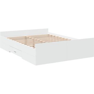 vidaXL Cama Con Cajones Madera De Ingenier&iacute;a Blanca 140x190 Cm Vidaxl