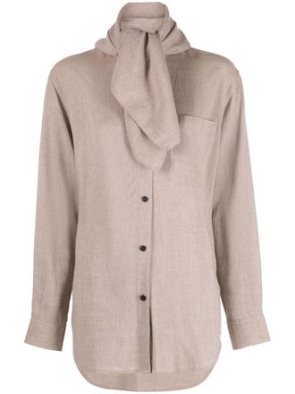 Toteme Blouse met sjaalkraag - Bruin