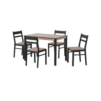 Seconique RADLEY 1+4 DINING SET - BLACK/OAK EFFECT/OAT FABRIC - SECONIQUE | TJ Hughes Black