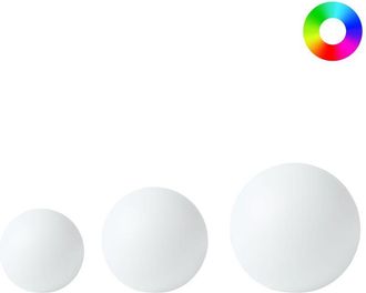 Beliani Conjunto De 3 L&aacute;mparas Led Solares Esf&eacute;ricas Para Exterior 30 Cm Material Sint&eacute;tico Ip67 Impermeable Con Mando A Distancia Blanco Lobaina