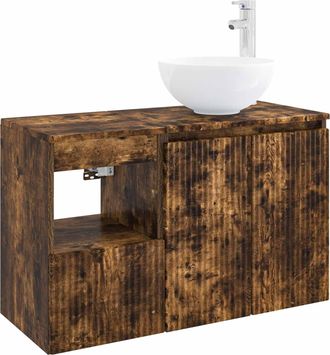 vidaXL Juego De Muebles De Ba&ntilde;o 2 Uds. Roble Ahumado Vidaxl