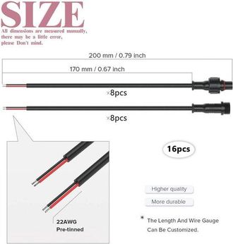 OEM 8 Pares De Conexiones Impermeables Con Enchufes De 2 Pines Para Baja Tensi&oacute;n