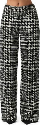 Naked Wardrobe Houndstooth Plaid Straight Leg Pants in Black /white at Nordstrom, Size Small