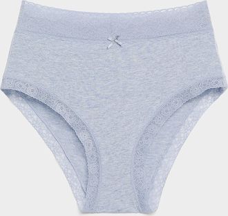 Miiyu Womens Lace trim high-waist bikini panty Organic cotton