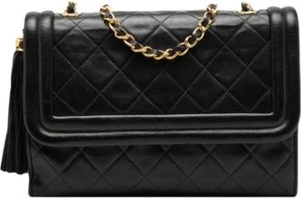 Chanel Pre-owned Quilted Crossbody Flap Bag - Dames - Vintage Schoudertas - Zwart - ONE Size - Leer - Vintage