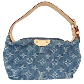 Louis Vuitton Pre-owned Monogram Denim Pochette - Dames - Pre-owned - Blauw - Maat: ONE Size Denim