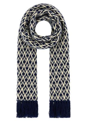 Valentino Garavani Navy Blue Classic Pattern Scarf