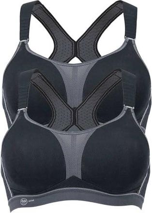 Anita Women's Wire Free Sports Bra 5527 - 2 Pack Maximum Support Bra For High Impact, Black & White, Size 44G