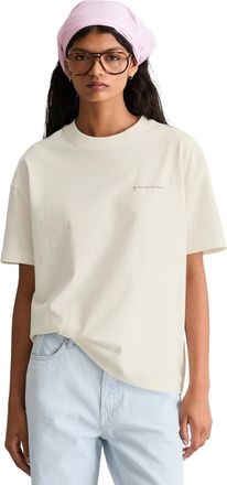 Marc O'Polo Denim T-Shirt MARC OPOLO DENIM, Damen, Gr. XL, silky wei&szlig;, Jersey, Obermaterial: 100% Baumwolle, relaxed fit normal, Rundhals, Shirts T-Shirt, relaxed mit R