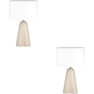 Loops 2 PACK Sandy Finish Modern Design Table Lamp for Stylish Indoor Decor in Nude