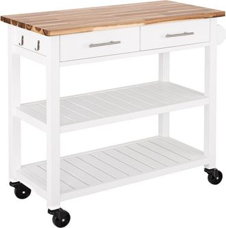 Seville Classics Acacia Top Kitchen Cart