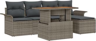 vidaXL Vidaxl - Garden Sofa Set with Storage 6 pcs Grey Poly rattan