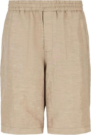 Giorgio Armani elasticated shorts - men - Viscose/Linen/Flax/Viscose/Linen/Flax - 48 - Neutrals