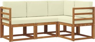 vidaXL Conjunto De Sof&aacute;s De Exterior 4 Uds. Natural Y Crema Vidaxl