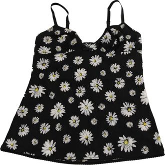 Dolce & Gabbana Womens Black Daisy Print Dress Lingerie Chemisole Polycotton