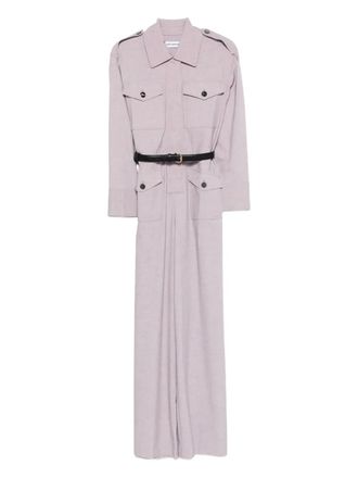 Self Portrait belted twill jumpsuit - Purple