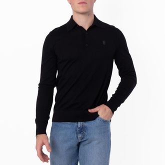 Burberry Logo Embroidered Long-Sleeved Polo Shirt, Size X-Large