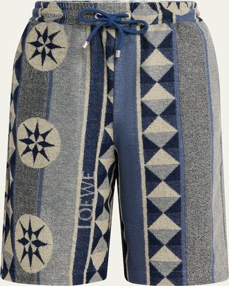 Loewe Mens Cotton Terry Compass Pull-On Shorts