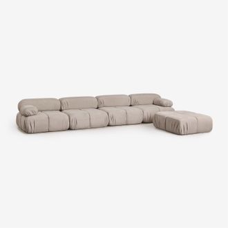 Sklum Sof&aacute; Modular De 4 Piezas Y Puff En Boucl&eacute; Envasado Al Vac&iacute;o Kendall Sklum