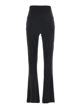 Norma Kamali Womens Boot Pants Black Tech Fabric Polyester Trousers