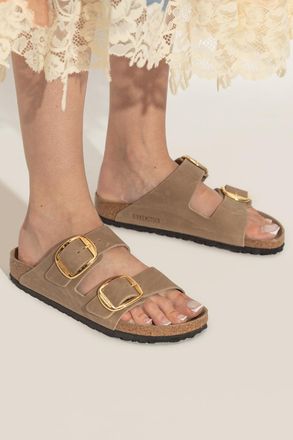 Birkenstock Slides Arizona Big Buckle, Womens, Beige