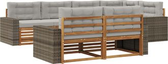 vidaXL Conjunto De Sof&aacute;s De Exterior 7 Uds. Natural Y Gris Claro Vidaxl