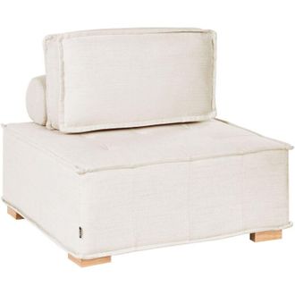Beliani 1-Seat Section Off-White Fabric Upholstery Solid Wood Legs Quilted Seat Living Room Modern Style TIBRO