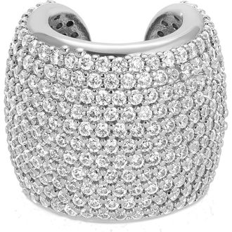 Ettika Pav&eacute; Cubic Zirconia Statement Chunky Ear Cuff in Silver at Nordstrom
