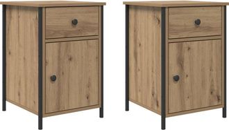 vidaXL Bedside Cabinet with Drawer 2 pcs Artisan Oak 40 x 42 x 60 cm vidaXL