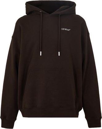 Off-white Mens Off White Oversize Hooded Neck Drop Shoulder Sweatshirt in Chocolate-White - Size X-Large