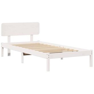 Berkfield Home Bed Frame with Headboard White 100x200 cm Solid Pine Wood